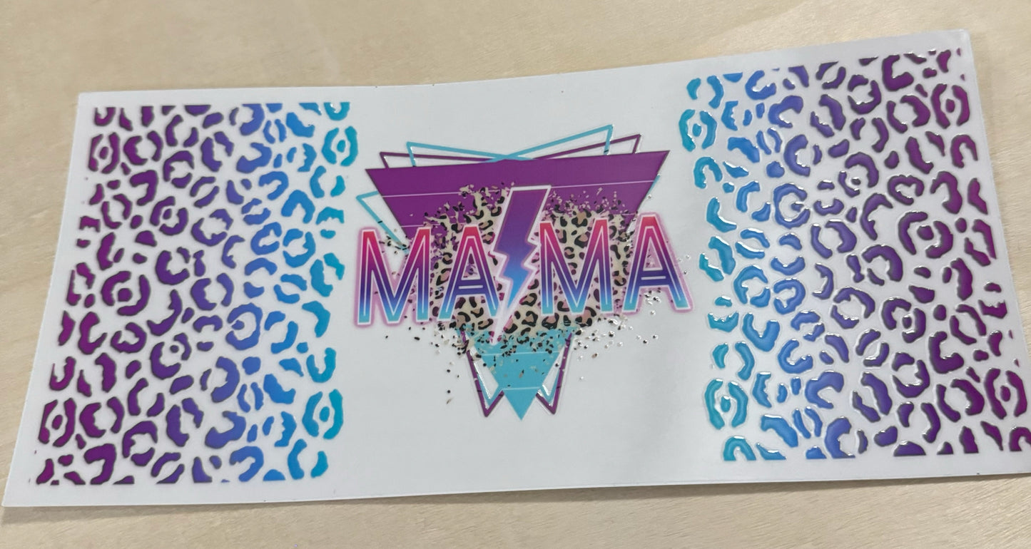 Mama- Blue/Purple Leopard Print