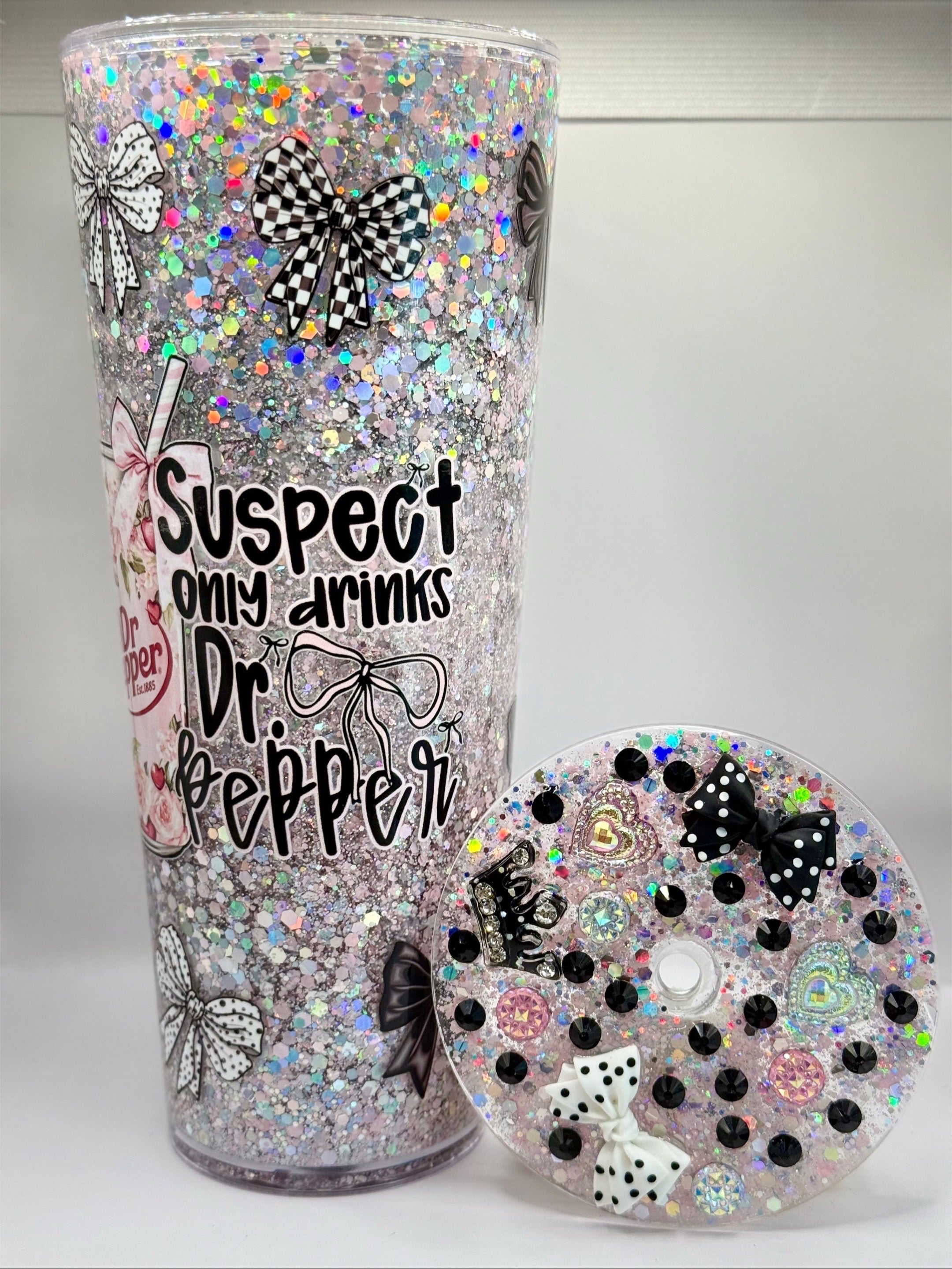 Suspect Only Drinks Dr. Pepper Snowglobe Tumbler