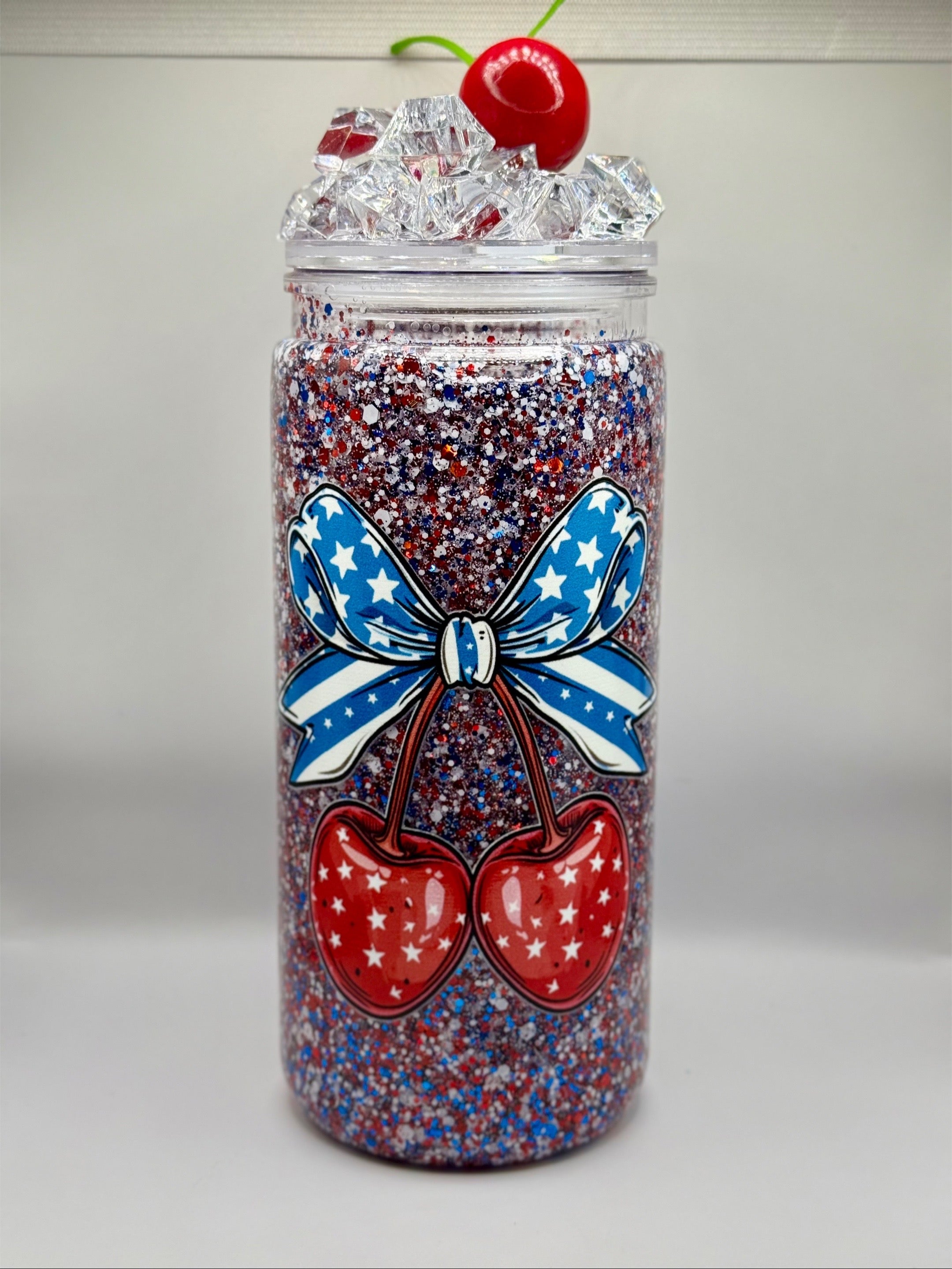 Red, White, and Blue Cherry Snowglobe Cup