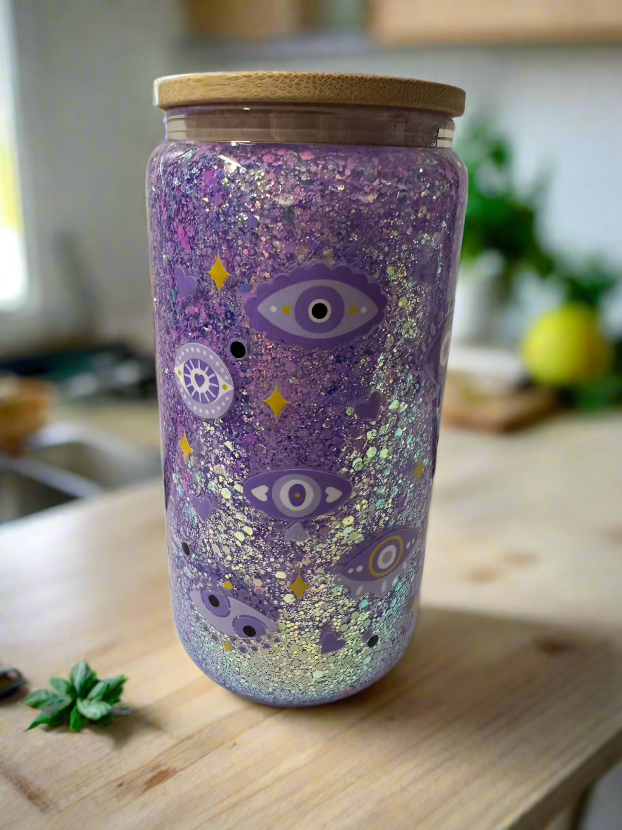 #19 Glass Cup- Purple Eyes
