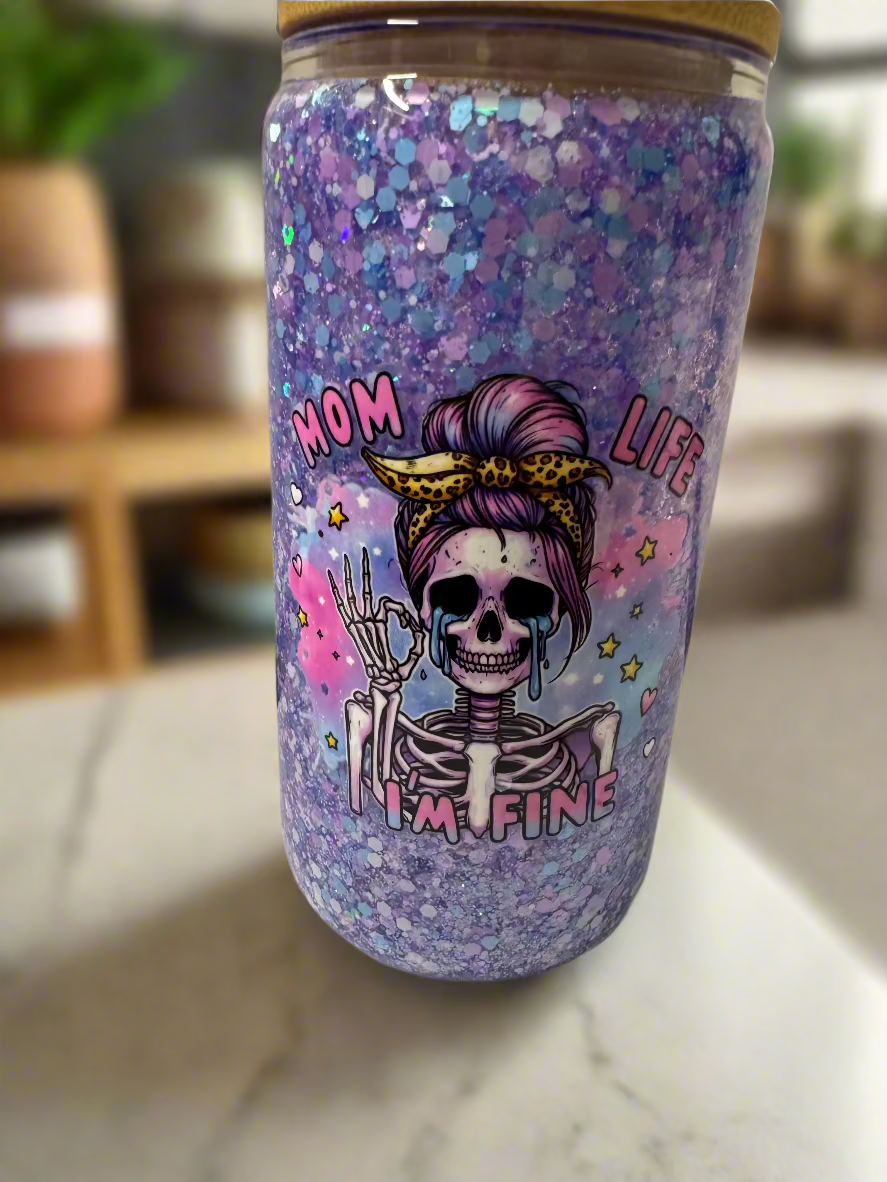 #24 Glass Cup- Mom Life